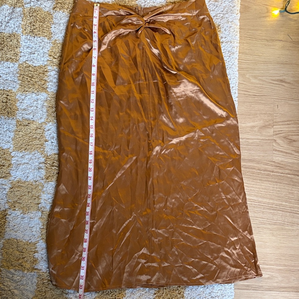 Reformation Ember Silk Midi Skirt in Butterscotch gold - Picture 11 of 11
